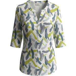 Komil Womens Small Abstract Brushstroke Crinkle Button Front Tunic Top‎ Pockets